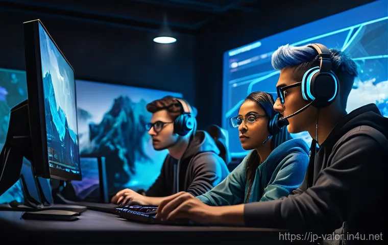 발로란트 친구와 협력 플레이 전략 - **Prompt: VALORANT Agent Strategy Session** A diverse group of five young friends, aged 18-22, a...