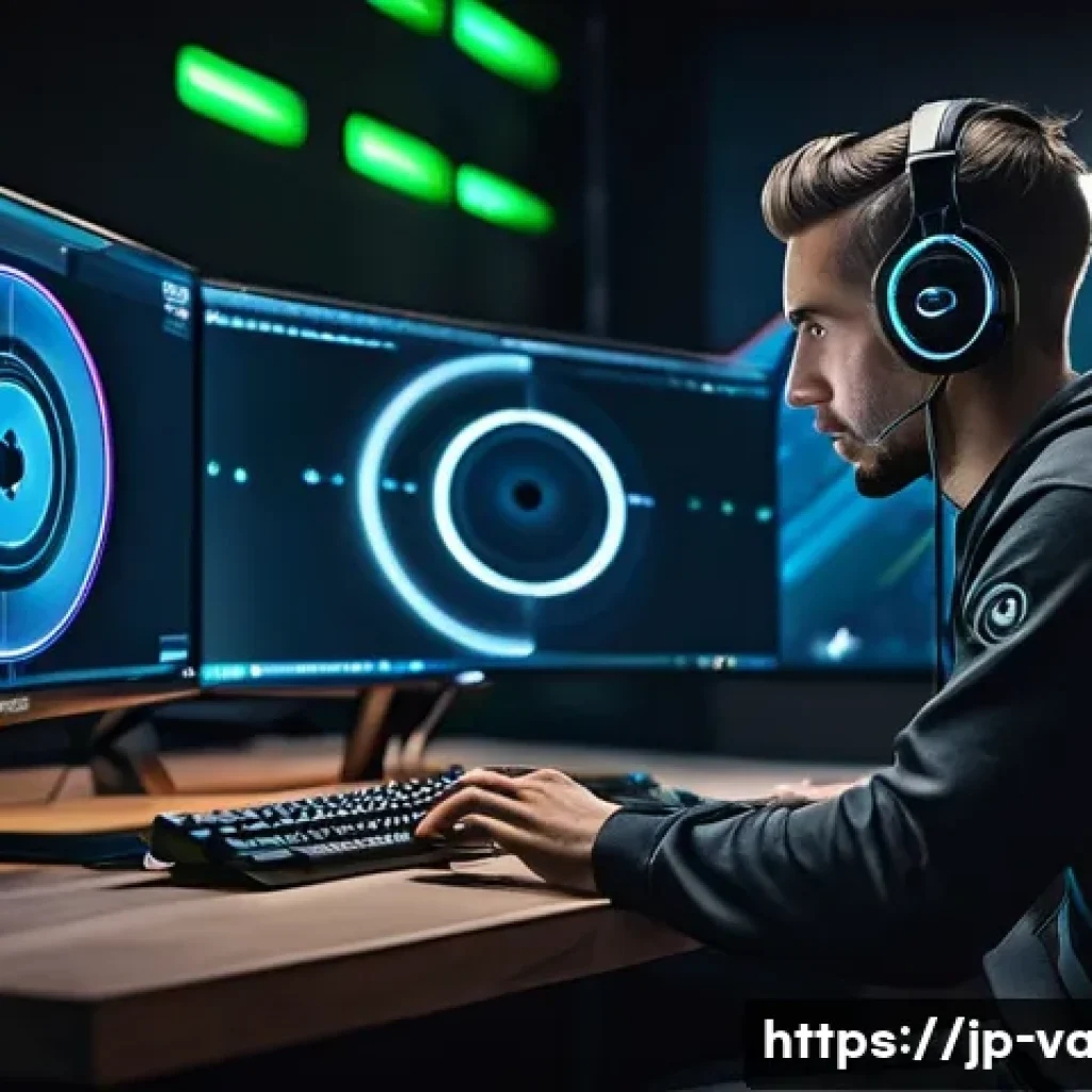 발로란트 단기 실력 향상 훈련법 - **Valorant Player Mastering Flick Aim:** A determined young adult, wearing a comfortable gaming ...
