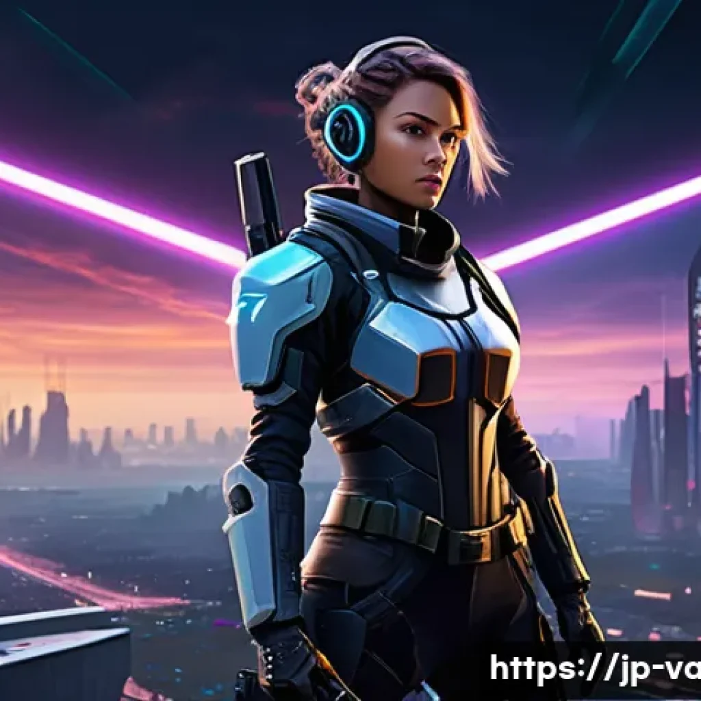 발로란트 아스트라 공략법 - A tactical female character inspired by Astra from Valorant, wearing sleek futuristic combat armor w...
