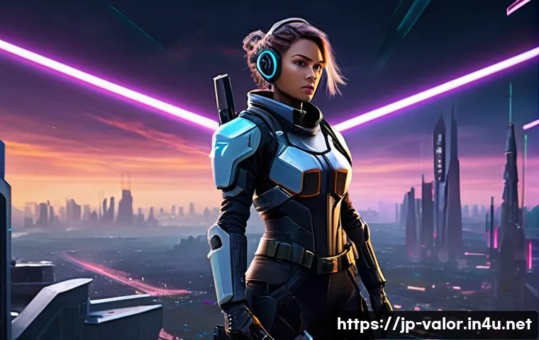 발로란트 아스트라 공략법 - A tactical female character inspired by Astra from Valorant, wearing sleek futuristic combat armor w...