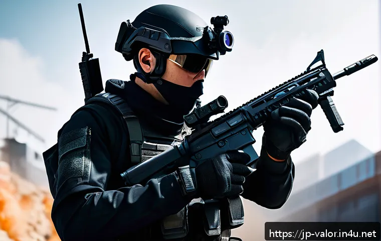 발로란트 복귀 유저 가이드 - A futuristic tactical shooter scene featuring a new agent in sleek, high-tech combat gear with visib...