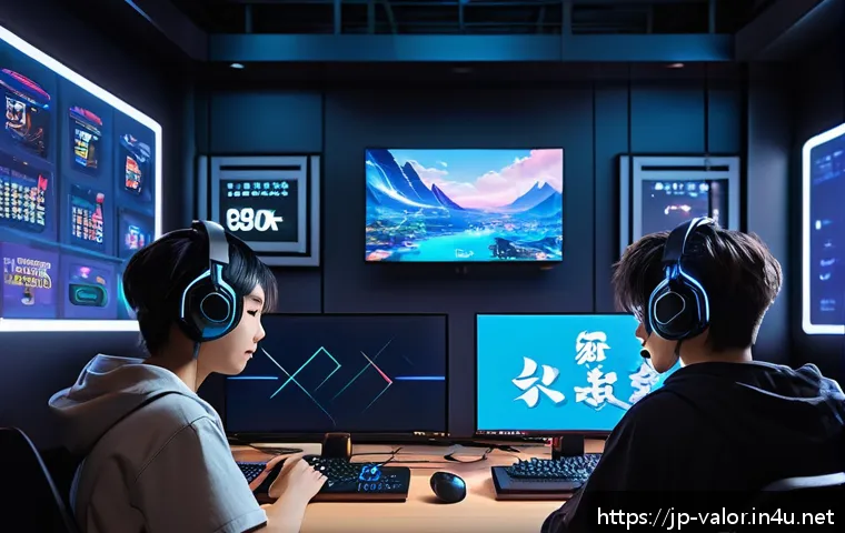 발로란트 커뮤니티와의 소통 방법 - A vibrant Discord gaming community scene set in a modern, stylish virtual room filled with diverse J...