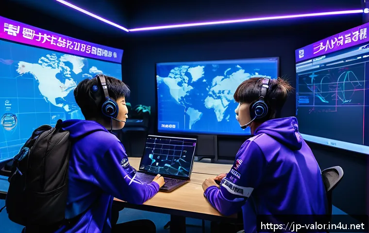 발로란트 새로운 팀 결성 가이드 - A dynamic esports team huddle scene before a VALORANT match, featuring five diverse young Japanese p...