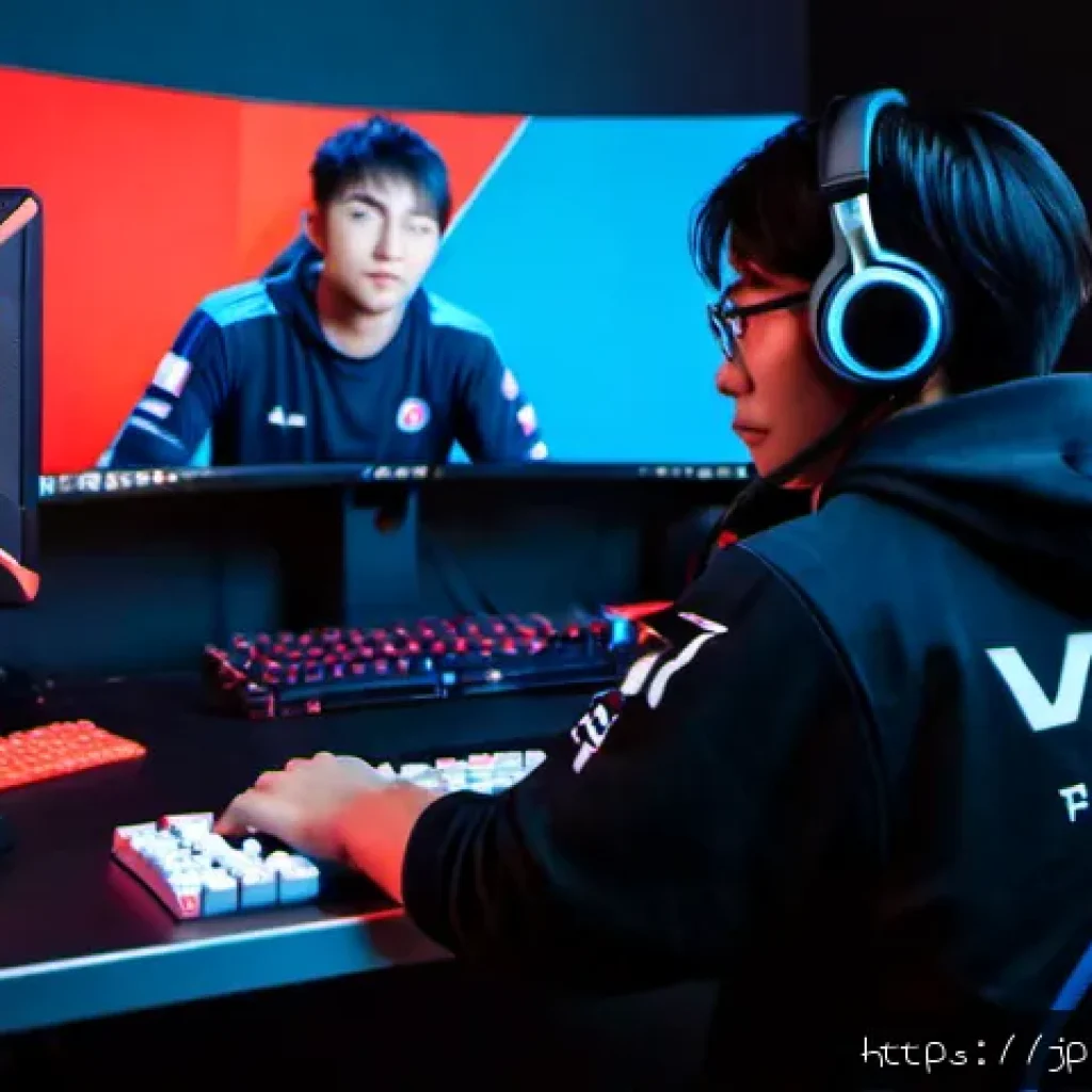 발로란트 프로와의 협력 콘텐츠 - Photorealistic esports collaboration scene in a sleek Tokyo gaming studio, a Japanese VALORANT profe...